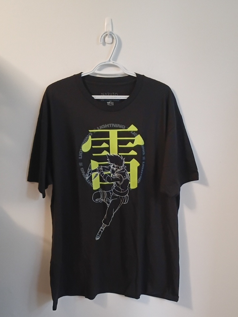 Naruto Men's Black Graphic Lightning T-Shirt Deadstock NWOT Anime XXL